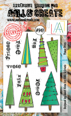 #949 PEACE TREES Christmas clear stamp set from Janet Klein AALL & Create A6