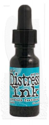 Peacock feathers blue distress reinker - Turkosblått påfyllningsbläck från Tim Holtz Ranger ink 14 ml