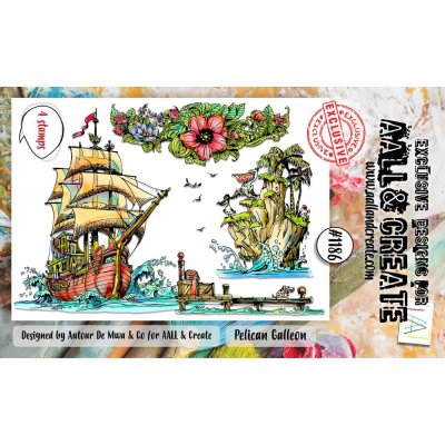 PELICAN GALLEON 1186 ship clear stamp set - Stämpelset med havs- och skepptema från AALL & Create A6