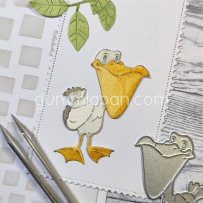 PELIKAN bird die from Gummiapan ca 43 x 61 mm