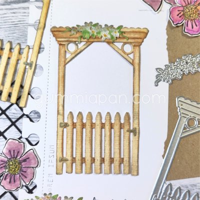 PERGOLA WITH GATE DIE SET FROM Gummiapan ca 65,5 x 97 mm, 44,5 x 16 mm