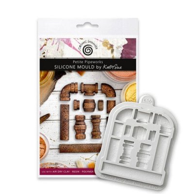 PETITE PIPEWORKS SILICONE MOULD - Liten gjutform med rördelar från Katy Sue ca 8x7,5 cm