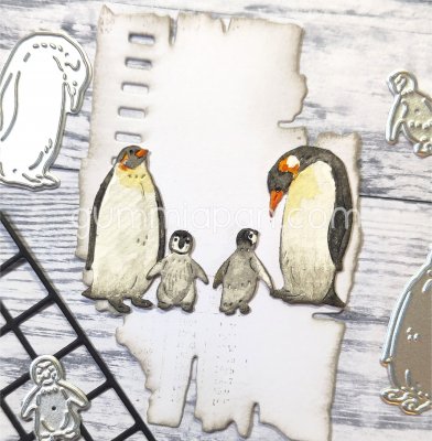 Penguin die set from Gummiapan ca 19x31 mm, 12x16,5 mm, 12,5x15,5 mm, 16x32,5 mm