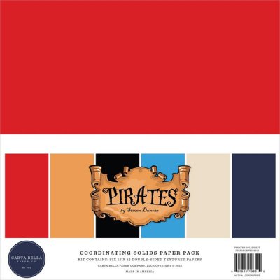 Pirates 12x12 Inch Coordinating Solids Paper Pack - Enfärgade papper från Carta Bella 30x30 cm