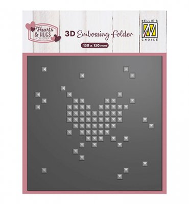 PIXEL HEART embossing folder - Embossingfolder med hjärta från Nellie Snellen 15x15 cm