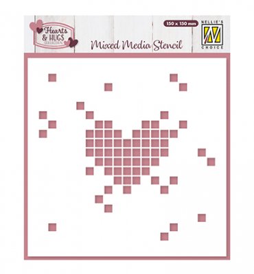 PIXEL HEART stencil from Nellie Snellen 15x15 cm