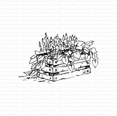 PLANTERINGSLÅDAstämpel från Gummiapan ca 67x43 mm