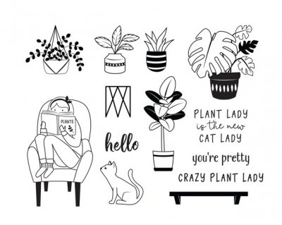 Plant lady clear stamp set - Stämpelset med växter från Fun stampers journey