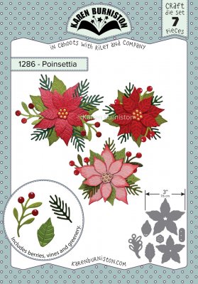 POINSETTIA christmas flower die set 1286 - Julstjärnablommastansmallar från Karen Burniston