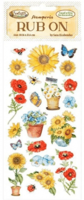 POPPIES Sunflower Art Rub-On 4x8,5 Inch from Stamperia