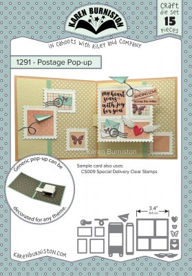 Postage Pop-Up 1291 die set - Stansmallar från Karen Burniston