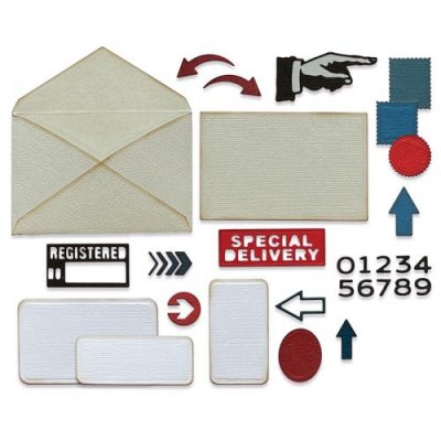 Postale shipping die set - Stansmallar med posttema från Tim Holtz Sizzix