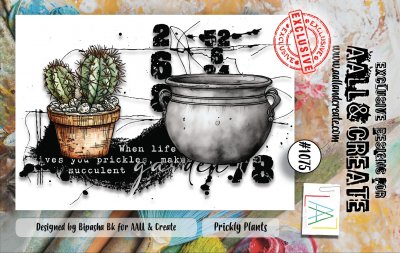 PRICKLY PLANTS cacti clear stamp set - Stämpelset med kaktusar från Bipasha BK AALL & Create A7