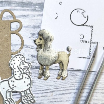 PUDEL HUNDstansmall från Gummiapan ca 27x35 mm