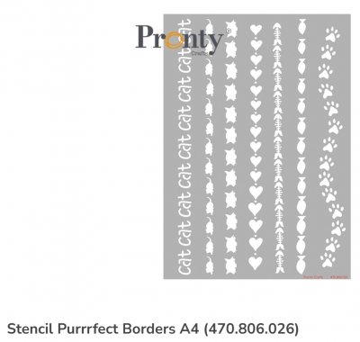 Purrrfect cat Borders stencil - Schablon med katt-tema från Pronty A4