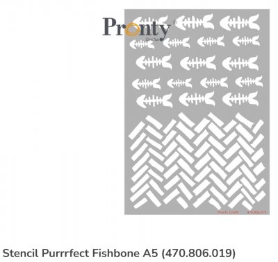 PURRFECT FISHBONE stencil from Pronty A5