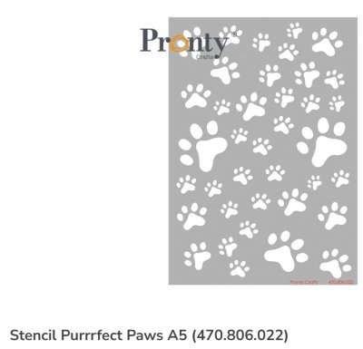 PURRFECT PAWPRINTS stencil - Schablon med tassavtryck från Pronty A5
