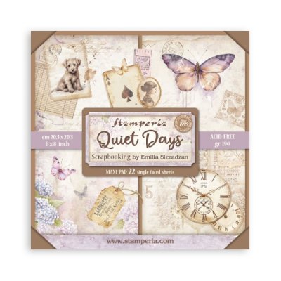 QUIET DAYS maxi paper pad single face 8x8 from Stamperia 20x20 cm