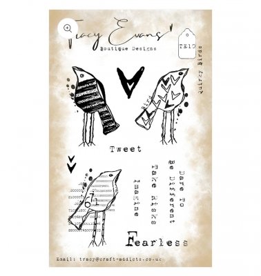QUIRKY BIRDS clear stamp set from Tracy Evans A6