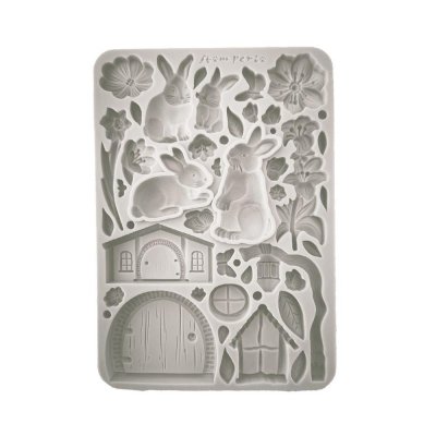 Rabbit & Flowers silicone mould from Stamperia A5