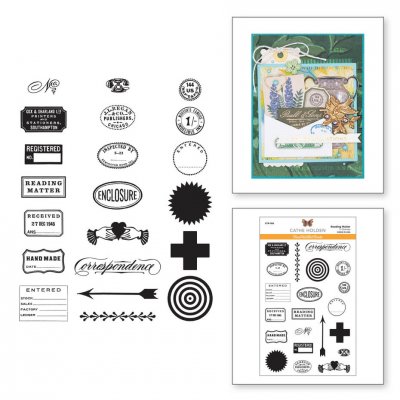 READING MATTERS clear stamp set - Stämpelset med etikettformer m m från Spellbinders