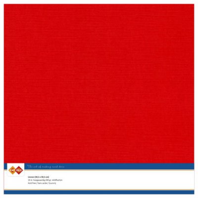 RED Linen Cardstock 12x12 (10pcs) - Röda papper från Card Deco 30,5x30,5 cm