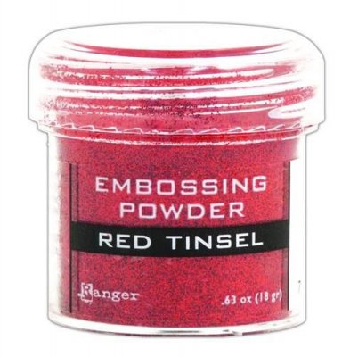 Red tinsel embossing powder - Rödglittrigt embossingpulver från Ranger