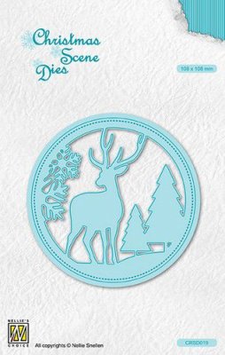 Reindeer Christmas Scene Die Round frame - Stansmall med rådjur i cirkel från Nellie Snellen 10,8 i diameter