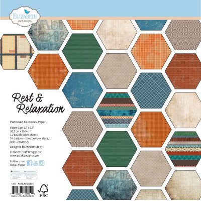 REST & RELAXATION pattern paper pack 12x12 from Elizabeth craft designs 30x30 cm