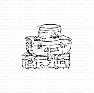 Suitcase pile rubber stamp RESVÄSKOR from Gummiapan ca 67x60 mm