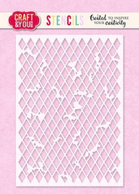 RHOMBUS stencil - Schablon med diamantrutemönster från Craft & You A6