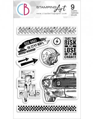 Ride hard car clear stamp set - Stämpelset med biltema från Ciao Bella 10x15 cm