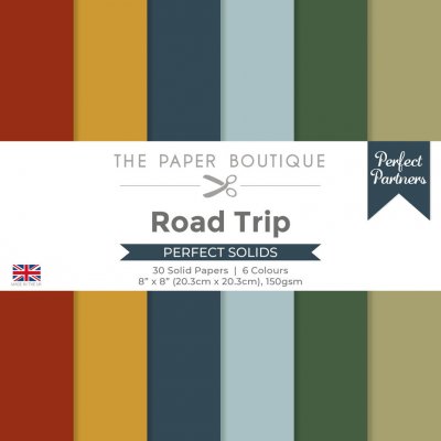 ROAD TRIP Perfect Partners 8x8 Inch Solid Papers - Enfärgade papper med resetema från The paper boutique 20x20 cm