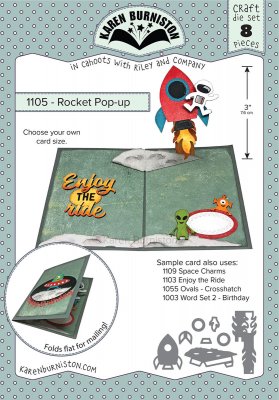 Rocket pop-up die set - Stansmallar till ett pop-up-kort med raket från Karen Burniston