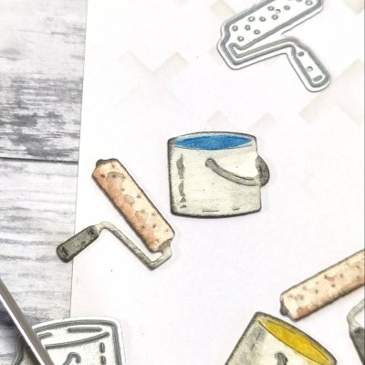 Roller and paint bucket die set FÄRGHINK from Gummiapan ca 18x15 mm & 14x13 mm