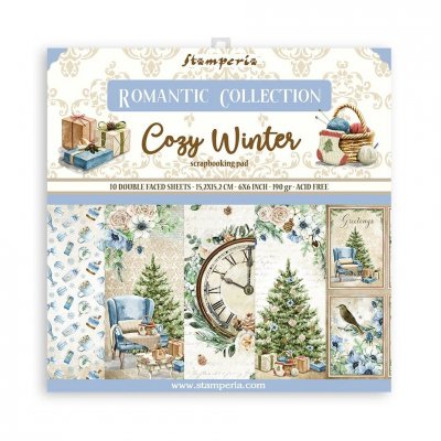 Romantic Cozy Winter 6x6 Inch Paper Pack - Mönsterpapper med vintertema från Stamperia 15x15 cm