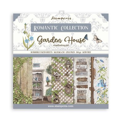 Romantic Garden House 12x12 Inch Paper Pack - Mönsterpapper från Stamperia 30x30 cm