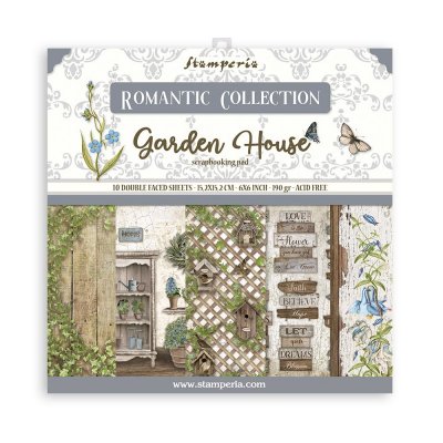 Romantic Garden House 6x6 Inch Paper Pack - Mönsterpapper från Stamperia 15x15 cm