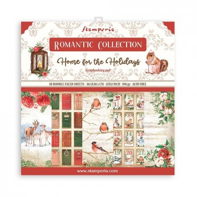 Romantic Home for the Holidays 12x12 Inch Paper Pack - Mönsterpapper med jultema från Stamperia 30x30 cm