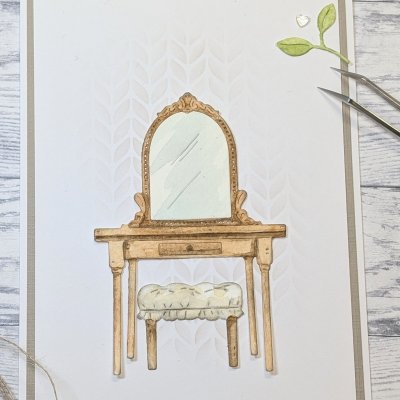 Romantic writing desk die set ROMANTISKT SKRIVBORD from Gummiapan ca 58x87 & 32x26 mm
