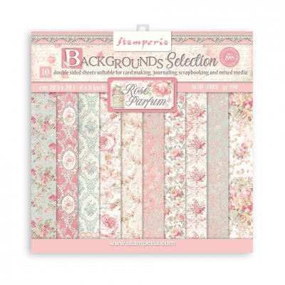 Rose Parfum Backgrounds 8x8 Inch Paper Pack from Stamperia 20x20 cm