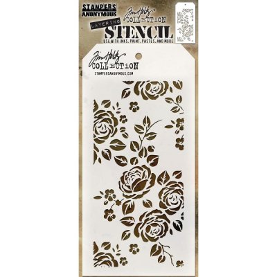 ROSES flower stencil - Schablon med rosor blommor från Tim Holtz Stamper's anonymous