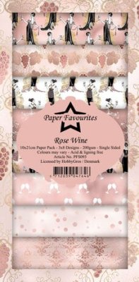 Rose Wine Slimline Paper Pack - Rosa mönsterpapper från Paper favourites 10x21 cm