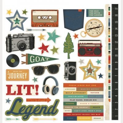 ICONS RUSTIC LEGEND sticker sheet 12x12 from Simple stories 30x30 cm