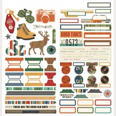 BASICS RUSTIC LEGEND outdoor retro sticker sheet 12x12 from Simple Stories 30x30 cm