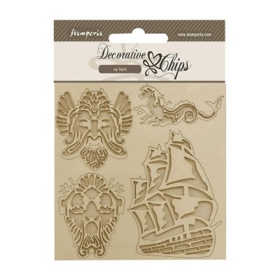 SAILING SHIP songs of the sea decorative chips - Utstansad segelbåt från Stamperia
