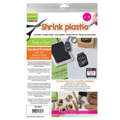 SANDED / FROSTED shrink plastic 4pc - Krympplast med sträv yta från Vaessen Creative A4