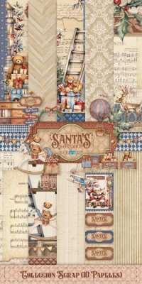 SANTA'S WORKSHOP Christmas papers 6x12 - Juliga mönsterpapper från Papers for you 15x30 cm