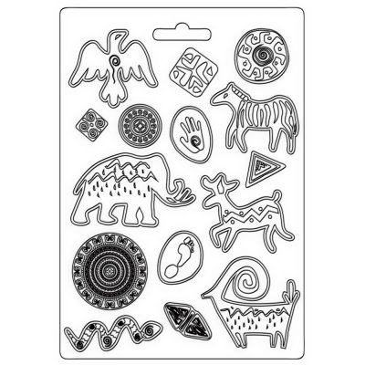 Savana Grafiti animal soft mould A4 - Gjutform med djur från Stamperia