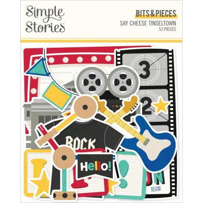 Say Cheese Tinseltown Bits & Pieces 53/Pkg - Dekorationer med fimtema från Simple stories